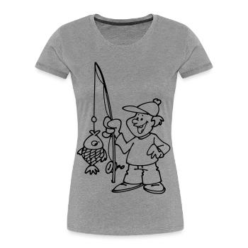 Pêcheur - T-shirt bio Premium Femme - gris chiné - Devant - Mia (176cm)