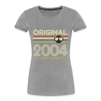 2004 - Frauen Premium Bio T-Shirt - Grau meliert - Vorne - Mia (176cm)