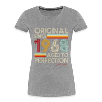 1968 - Frauen Premium Bio T-Shirt - Grau meliert - Vorne - Mia (176cm)