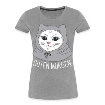 Weiße Main Coon Katze Cat Outfit für - Frauen Premium Bio T-Shirt - Grau meliert - Vorne - Mia (176cm)