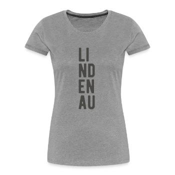 Leipzig Lindenau lettering slogan - Women's Premium Organic T-Shirt - heather grey - Front - Mia (176cm)