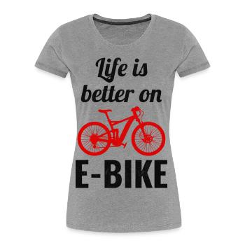 E-Bike Electric-Bike E-Cyclist Bicycling Rider - Women's Premium Organic T-Shirt - heather grey - Front - Mia (176cm)