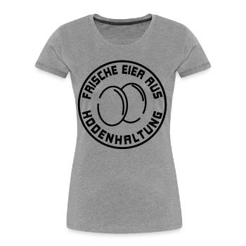 Frische Eier aus Bodenhaltung - Frauen Premium Bio T-Shirt - Grau meliert - Vorne - Mia (176cm)