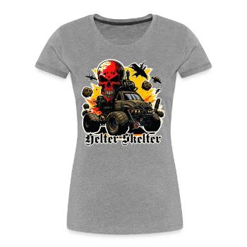 Monster truck with skull and full of destruction - Women's Premium Organic T-Shirt - heather grey - Front - Mia (176cm)