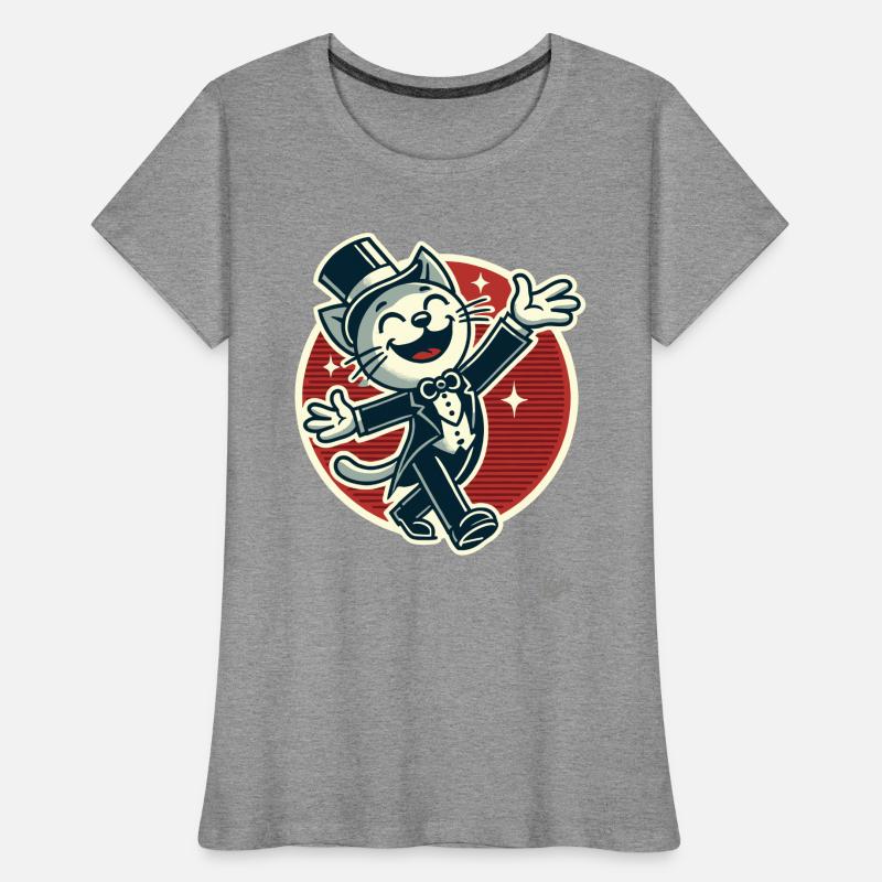 Chat drôle élégant en queue de pie avec chapeau haut de forme T-shirt bio Premium Femme