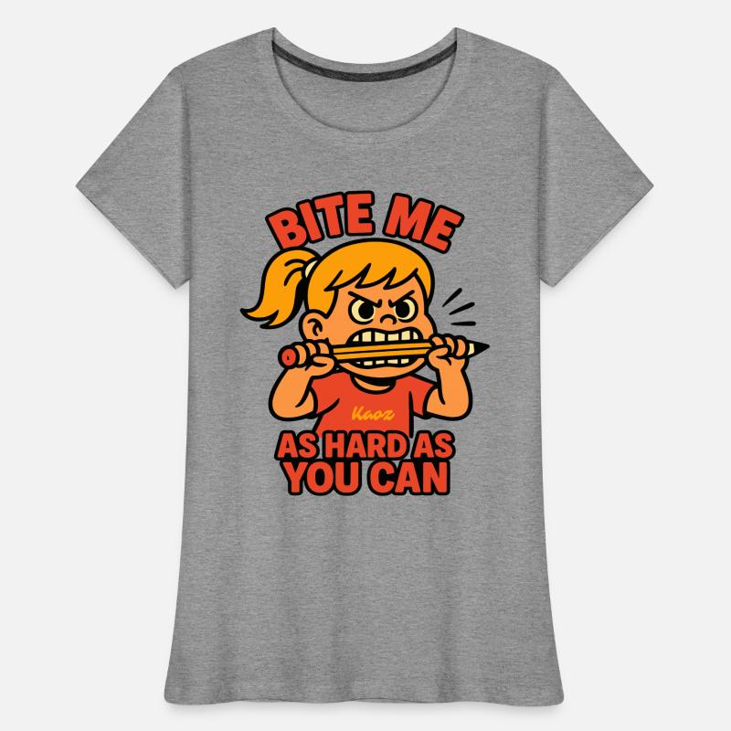 Beiß mich! Comic-Mädchen mit Wutanfall Frauen Premium Bio T-Shirt