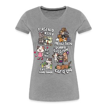 Cute Funny Cat Pun | Cute cat - Women's Premium Organic T-Shirt - heather grey - Front - Mia (176cm)