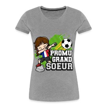 Promu Grand Soeur Lustiger Fußballspieler - Frauen Premium Bio T-Shirt - Grau meliert - Vorne - Mia (176cm)