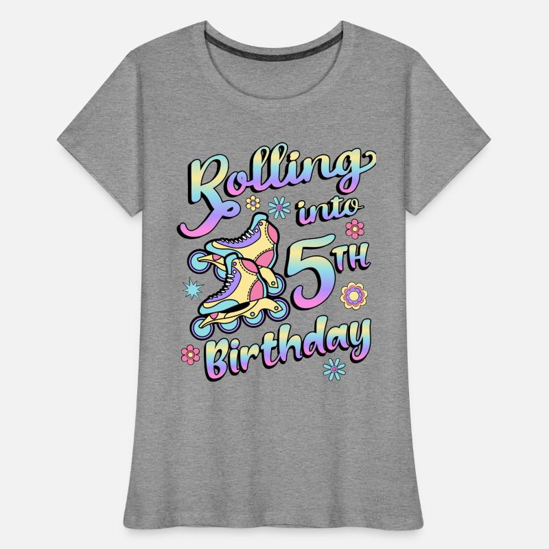 Rolling Into 5th Birthday Roller Skater Inline Women's Premium Organic T-Shirt