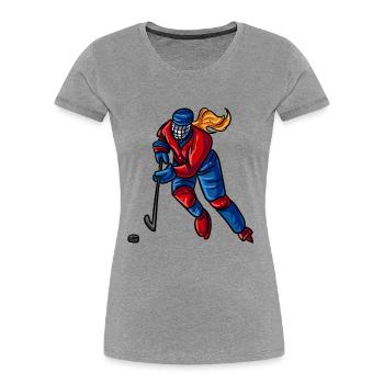 Eishockeyspielerin Eishockey Mädchen - Frauen Premium Bio T-Shirt - Grau meliert - Vorne - Mia (176cm)