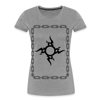 Black Tribal Surrounded Chain - Women's Premium Organic T-Shirt - heather grey - Front - Mia (176cm)