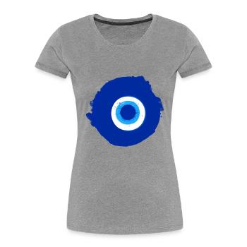 auge,blaues auge,Böses Auge,nazar,fatima - Frauen Premium Bio T-Shirt - Grau meliert - Vorne - Mia (176cm)