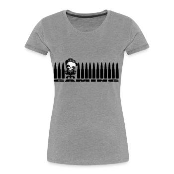 cool Gaming Panda Nerd Cartridges Shooter Gamer - Women's Premium Organic T-Shirt - heather grey - Front - Mia (176cm)