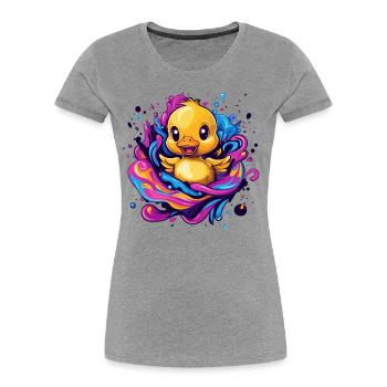 Quietschende Badeente Splash - Frauen Premium Bio T-Shirt - Grau meliert - Vorne - Mia (176cm)