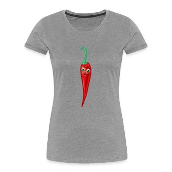 Chilischote Peperoni Küche Köche Koch - Frauen Premium Bio T-Shirt - Grau meliert - Vorne - Mia (176cm)