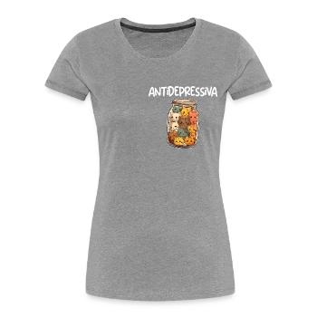 Antidepressiva süße Katzen im Glas - Frauen Premium Bio T-Shirt - Grau meliert - Vorne - Mia (176cm)