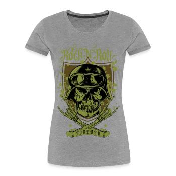 Rock 'n' Roll pour toujours - T-shirt bio Premium Femme - gris chiné - Devant - Mia (176cm)