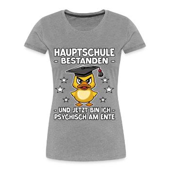 Abschlussklasse | Quali | Hauptschule bestanden - Frauen Premium Bio T-Shirt - Grau meliert - Vorne - Mia (176cm)