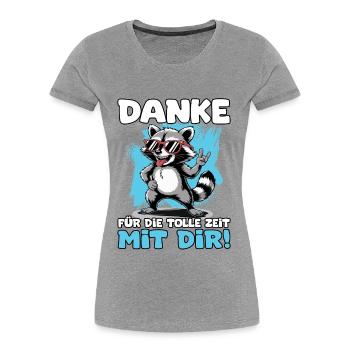 Danke für die tolle Zeit mit dir Waschbär Kollege - Frauen Premium Bio T-Shirt - Grau meliert - Vorne - Mia (176cm)