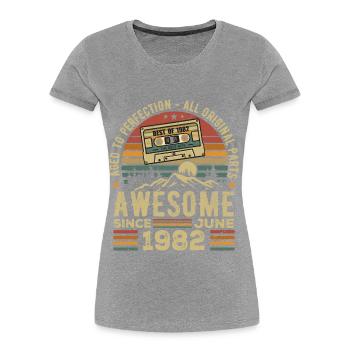 Juni 1982 Jahrgang Jahrgang im Juni 1982 Geburtstag - Frauen Premium Bio T-Shirt - Grau meliert - Vorne - Mia (176cm)