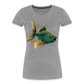 Fish with open Mouth - Women's Premium Organic T-Shirt - heather grey - Front - Mia (176cm)