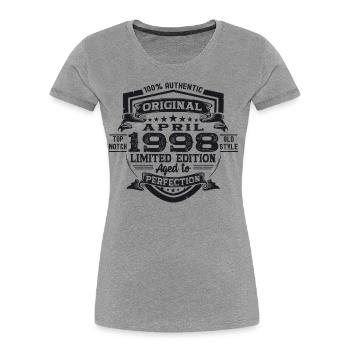 25th birthday man April Born 1998 Original - Women's Premium Organic T-Shirt - heather grey - Front - Mia (176cm)