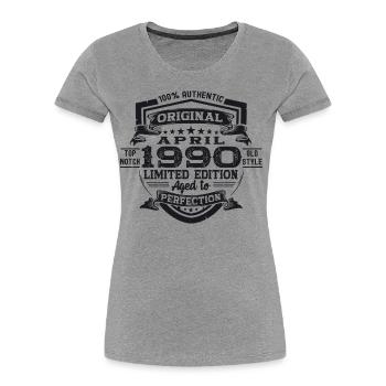 33rd birthday man April Born 1990 Original - Women's Premium Organic T-Shirt - heather grey - Front - Mia (176cm)