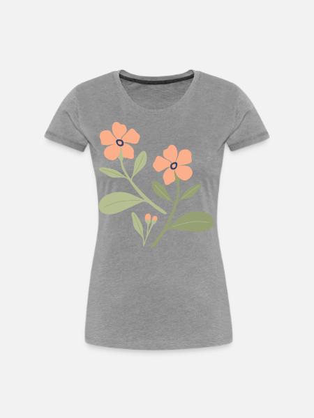 Moderne trendy Blumen - Frauen Premium Bio T-Shirt - Grau meliert