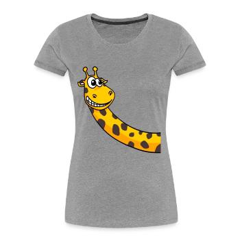 Girafe - T-shirt bio Premium Femme - gris chiné - Devant - Mia (176cm)