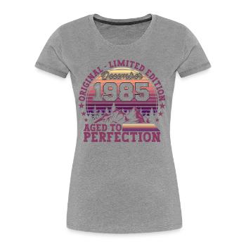 Original Dezember 1985 37. Geburtstag Geschenk - Frauen Premium Bio T-Shirt - Grau meliert - Vorne - Mia (176cm)