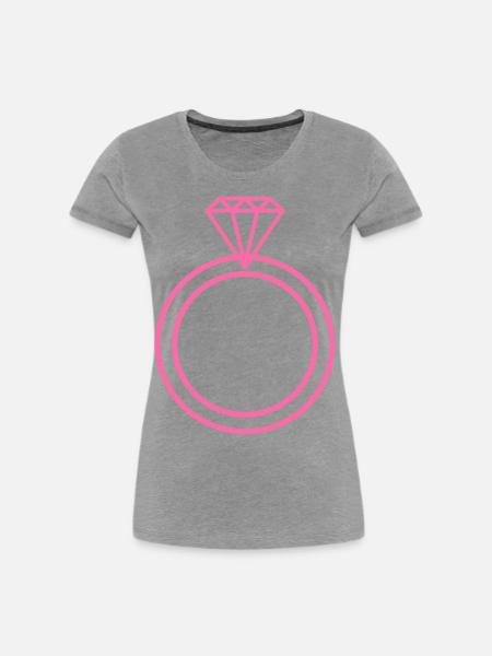 Diamantring Heiratsantrag Verlobung - Frauen Premium Bio T-Shirt - Grau meliert