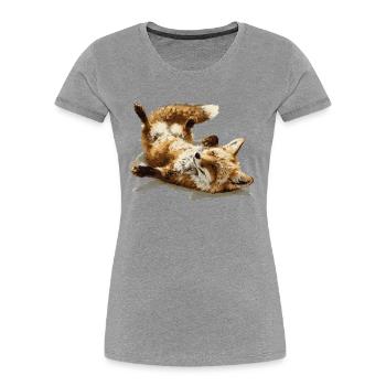 Süßer entspannter Fuchs – Verspieltes Wald-Tier - Frauen Premium Bio T-Shirt - Grau meliert - Vorne - Mia (176cm)