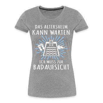Bademeister Schwimmmeister - Frauen Premium Bio T-Shirt - Grau meliert - Vorne - Mia (176cm)