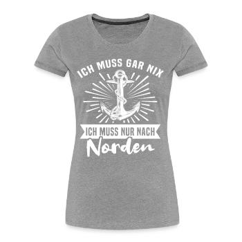 Norden Nordener Norddeutsche - Frauen Premium Bio T-Shirt - Grau meliert - Vorne - Mia (176cm)