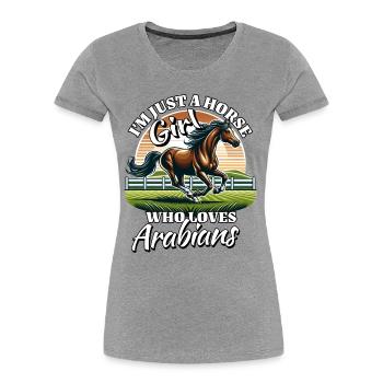 Araber Pferde Mädchen - Frauen Premium Bio T-Shirt - Grau meliert - Vorne - Mia (176cm)