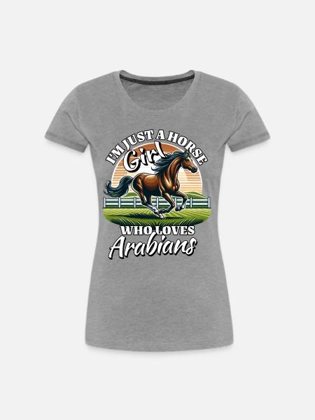 Araber Pferde Mädchen - Frauen Premium Bio T-Shirt - Grau meliert