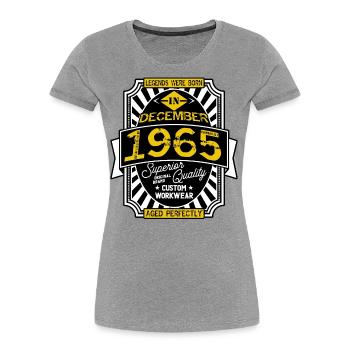 1965 DECEMBER - T-shirt bio Premium Femme - gris chiné - Devant - Mia (176cm)