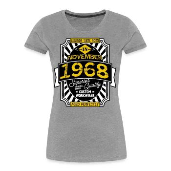 1968 NOVEMBER - Women's Premium Organic T-Shirt - heather grey - Front - Mia (176cm)