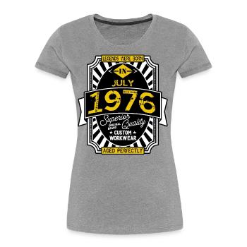 1976 JULY - T-shirt bio Premium Femme - gris chiné - Devant - Mia (176cm)