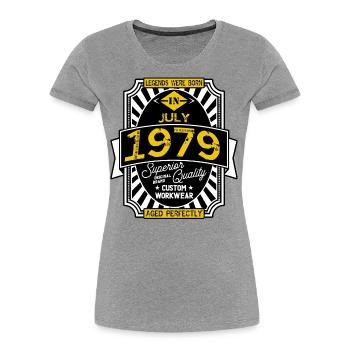 1979 JULY - T-shirt bio Premium Femme - gris chiné - Devant - Mia (176cm)
