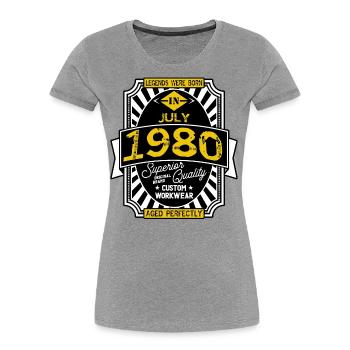1980 JULY - T-shirt bio Premium Femme - gris chiné - Devant - Mia (176cm)