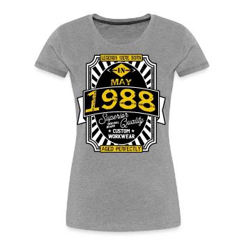 1988 MAY - T-shirt bio Premium Femme - gris chiné - Devant - Mia (176cm)
