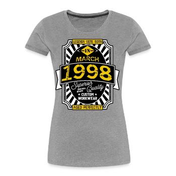 1998 MARCH - T-shirt bio Premium Femme - gris chiné - Devant - Mia (176cm)