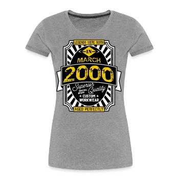2000 MARCH - T-shirt bio Premium Femme - gris chiné - Devant - Mia (176cm)