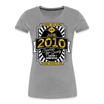 2010 JUNI - Frauen Premium Bio T-Shirt - Grau meliert - Vorne - Mia (176cm)
