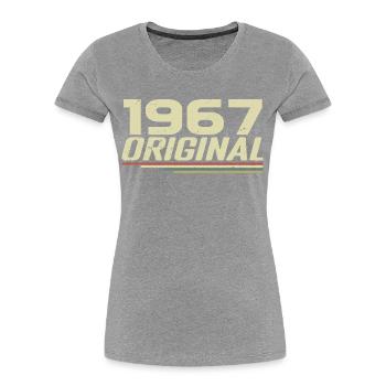 Jahrgang 1967 Jahrgang 1967 Retro Jubiläum 1967 - Frauen Premium Bio T-Shirt - Grau meliert - Vorne - Mia (176cm)
