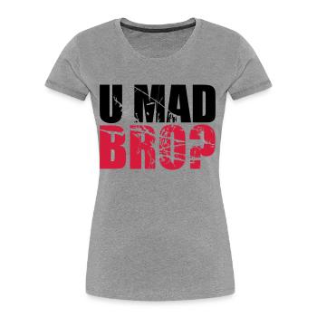 Logo U Mad BRO - Women's Premium Organic T-Shirt - heather grey - Front - Mia (176cm)