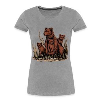 Braunbär Kopf Bär Motiv für Braunbären Team oder - Frauen Premium Bio T-Shirt - Grau meliert - Vorne - Mia (176cm)