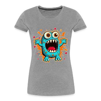 Monster Crash - Cool Blue Monster - Women's Premium Organic T-Shirt - heather grey - Front - Mia (176cm)