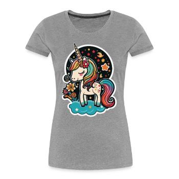 Cute magic unicorn for kindergarten and school - Women's Premium Organic T-Shirt - heather grey - Front - Mia (176cm)